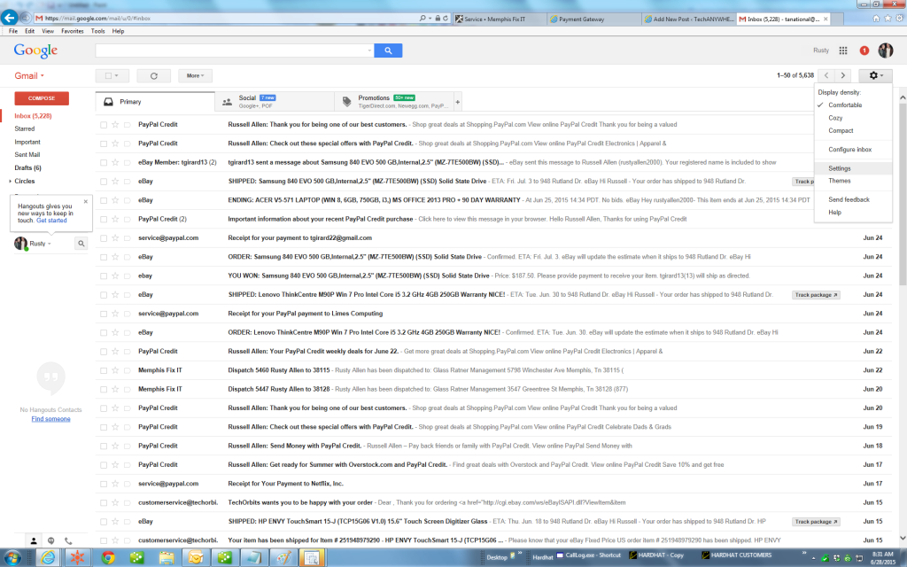 display all 250 messages on my gmail inbox mail